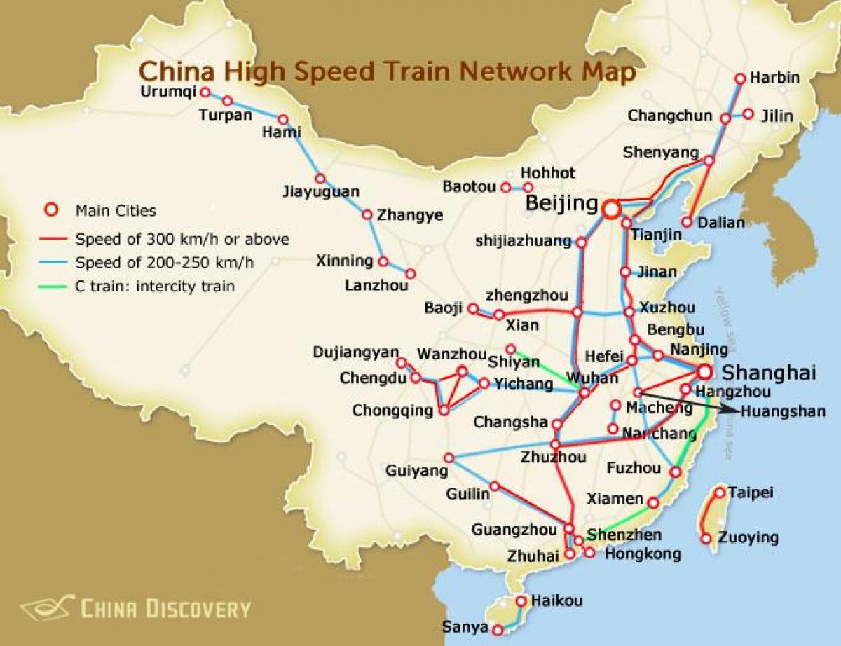 北京の新幹線図上海新幹線マップ 中国