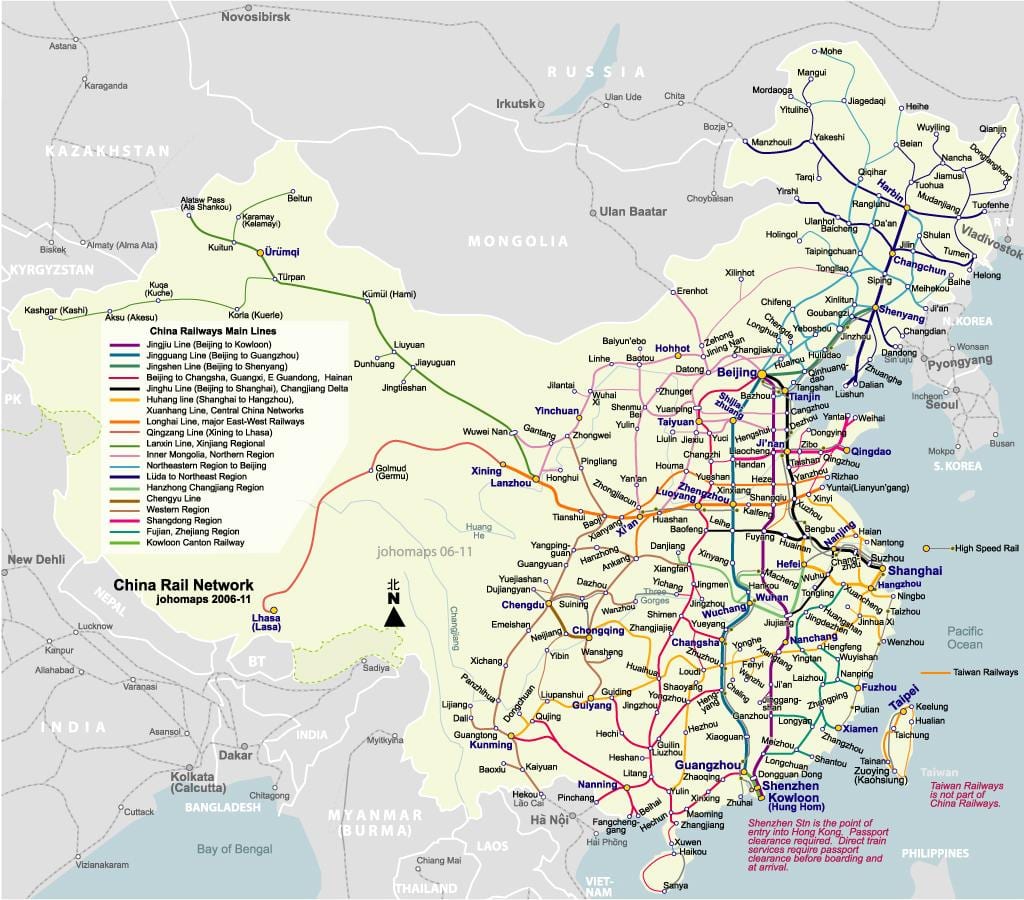 北京の鉄道の地図