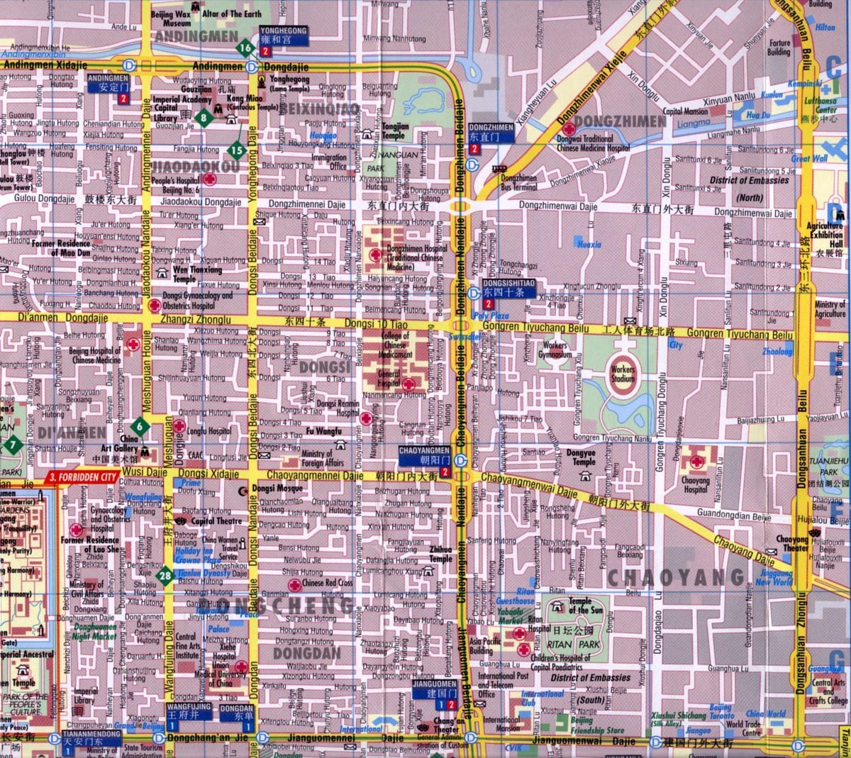 朝陽地区の北京地図