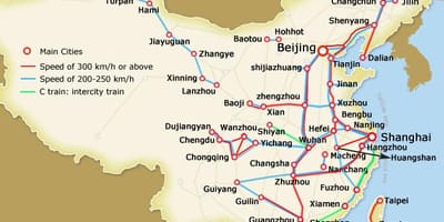 上海の新幹線の地図